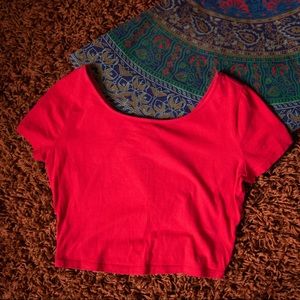 Forever 21 Red Short-Sleeve Crop Top